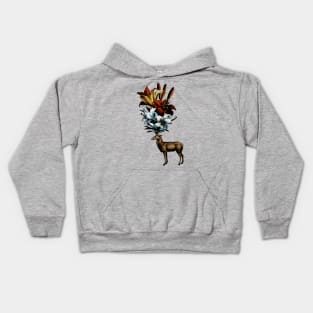 Deer with flower horns Kids Hoodie